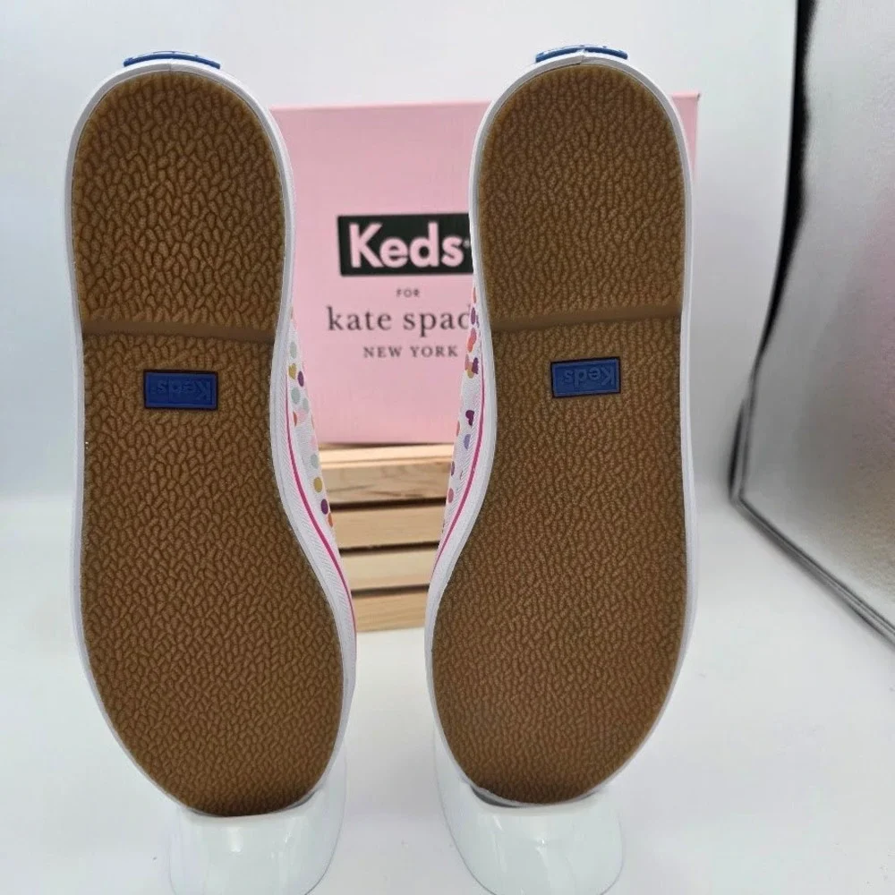 Keds x Kate Spade Kickstart Women 7 Multi Confetti Heart Canvas Sneakers WF60967